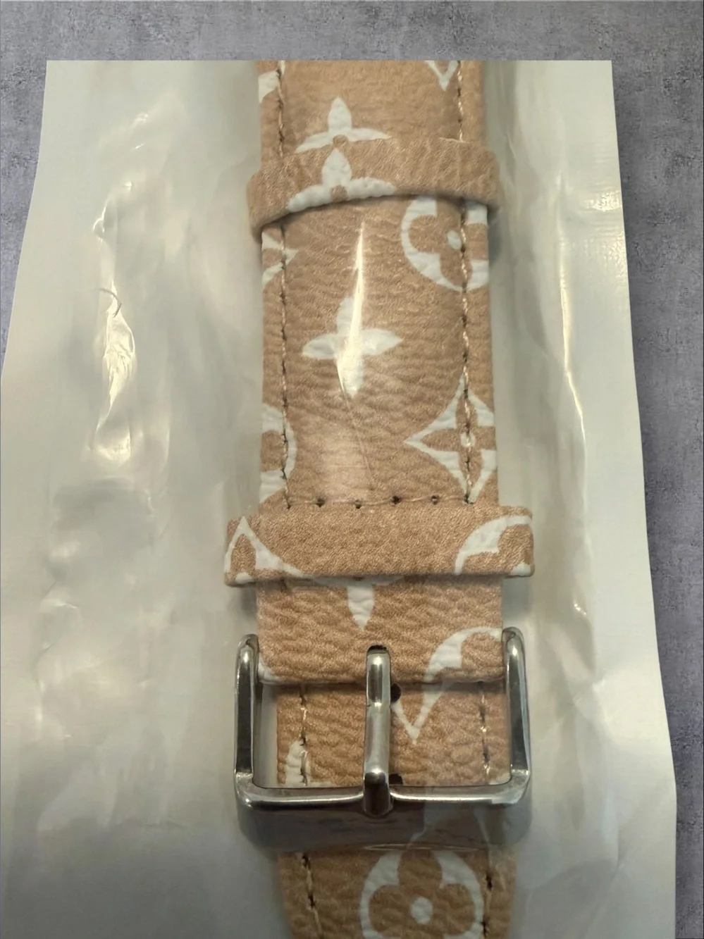 NWOT Designer-Style Tan Monogram Apple Watch Band